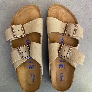 Birkenstock Women's Arizona Sandals-Taupe Suede
